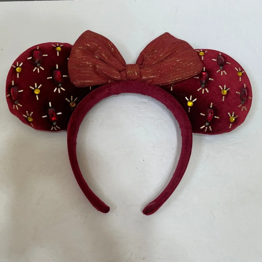DISNEY PARKS‎ MINNIE MOUSE CRANBERRY BEADED EARS HEADBAND